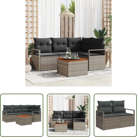 vidaXL Mobilier extérieur - Ensemble de canapé de jardin avec stockage 5 pcs Gris polyrotin (1/5)