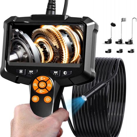 Endoscope Camera - 8 mm - IP67 Etanche - Ecran IPS 4,3 Pouces 1080p - Câble Semi-Rigide 5 m - 8 LED Réglables - Inspection Canalisations (1/5)