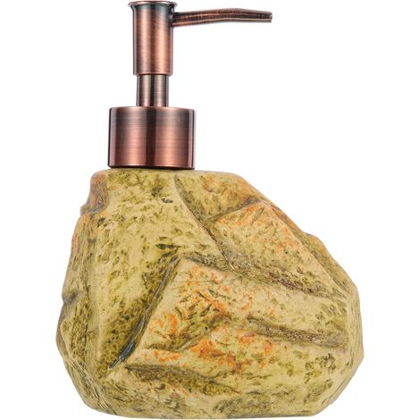 Distributeur de Savonnette Liquide à Pompe 310ml en Céramique Style Rétro Forme Pierre pour Salle de Bain et Salon, Bouteille Distributrice Solide et Artistique (1/5)