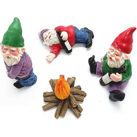 Mikrolandschaften, betrunkene Zwerge, Dekorationen, Gnome, Gärten, Malvorlagen, Elfenharz