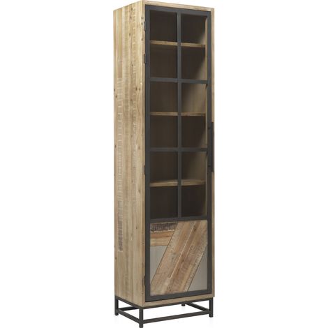 Vitrine mit Glastüren und -seiten, schwarzem Metallrahmen (1/2)