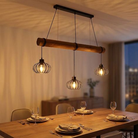 LED Hängeleuchte Pendelleuchte Esszimmer Höhenverstellbar Schwarz Metall L 100cm (1/5)