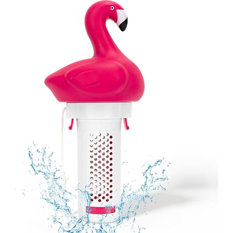 Flotteur de Piscine, Flamingo Distributeur de Chlore Flottant Smaler Compatible comprimés de Chlore de 2,5 cm Flotteur doseur pour Bains à remous, spas, fontaines de Baignoire (1/5)
