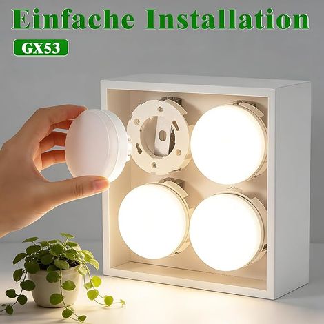 GBLY 6 Ampoules LED GX53 74x25mm Ultra Plates 3000K Sans Scintillement 5W remplace 50W Halogène Sous Meuble 230V
