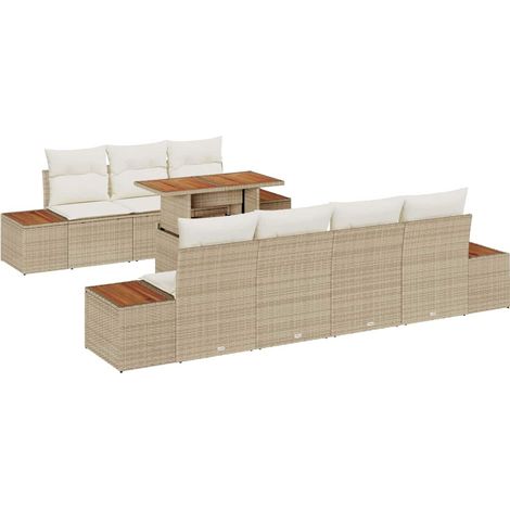 Garden Sofa Set with Cushion 8 pcs Beige Poly rattan vidaXL (1/5)