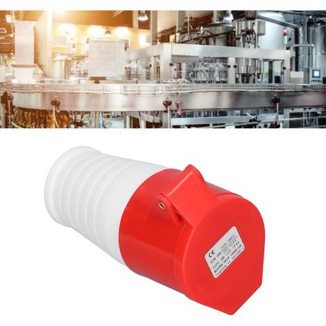 Fiche industrielle 5 broches 32A, prise CEE, prise aviation, rouge, IP44HR-225 (femelle). (1/5)