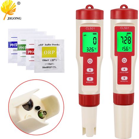 Stylo de test de qualité de l'eau cinq en un pour mesurer le chlore résiduel, le H2 et la richesse en hydrogène de l'eau du robinet (un stylo) (1/5)