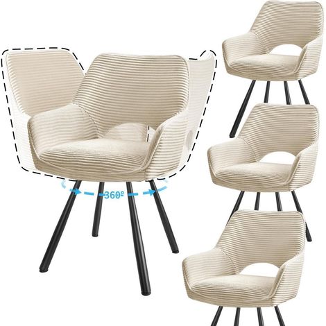 4er Set Esszimmerstühle drehbar mit Armlehne, 360° drehbar, beige (1/5)