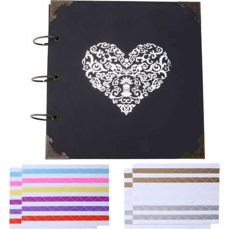 Carnet de scrapbooking 25 pages vierges autocollantes manuel DIY album photo avec anneau métallique pour mariage voyage anniversaire (1/5)