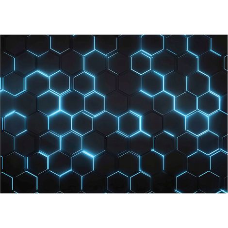 Papier peint mural hexagones 3D gaming garçon intissé grand format design intérieur chambre enfant pas cher 200x140 cm