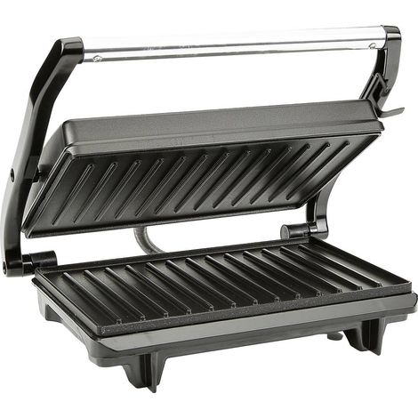 Tristar – Grill à contact électrique 700W – Surface de cuisson 225 x 140 mm – Couvercle mobile pour cuisson homogène – Revêtement anti-adhésif