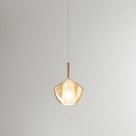 Vetro 1 luce E27  Ambra Trasparente d.20cm rosone acquistabile separatamente