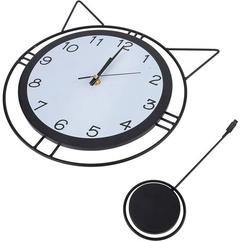 Horloge murale silencieuse en forme de chat, horloge décorative à quartz originale et silencieuse pour salon ou bureau (1/4)