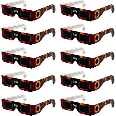 Packung mit 10 Paar Sonnenfinsternisbrillen – Geeignet zur Beobachtung totaler oder partieller Sonnenfinsternisse – Sonnenfinsternisbrillen aus Pappe