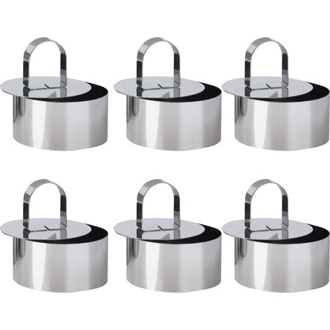 Cercles à gâteaux, cercles à dessert en acier inoxydable, lot de 6 cercles ronds avec curseur, diamètre 8 cm, cercles à gâteaux épais (1/5)