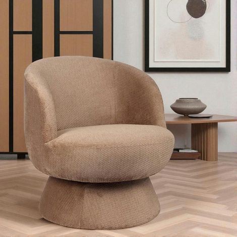 Fauteuil camel pivotant - tissu chenille, style rétro IENA (1/2)