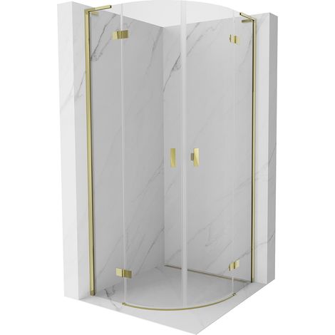 Mexen Mist L Duschkabine halbrund klappbar 100 x 100 cm, transparent, gold - 8A33L-100-100-50-00 (1/5)