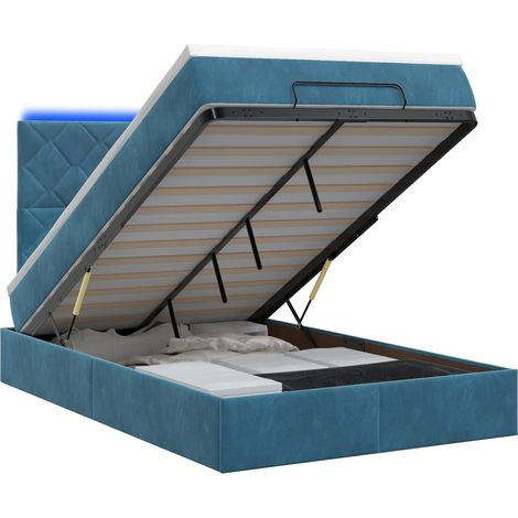 Cama tipo otomana con colchón y LED Azul oscuro 120 x 200 cm vidaXL (1/5)