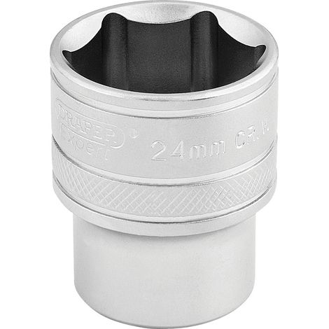 Draper 24mm 1/2-Inch Drive 6-Point Metric Socket (Micro Satin Chrome Finish, Model 16615) (1/5)