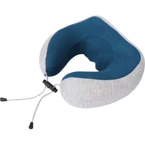 Collier de massage cervical électrique, coussin en mousse à mémoire U, rechargeable, pétrissage et vibration, chaleur douce, tissu respirant bleu (1/5)