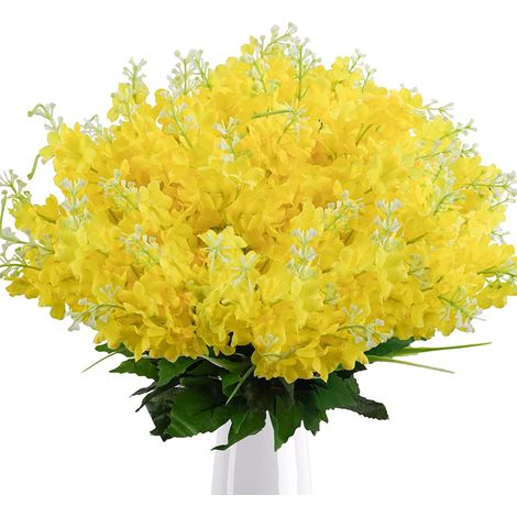 Wisteria Artificielle - Hyacinthe Fausse en Soie - 6 Bouquets de 5 Tiges Chacun - 35 cm - Jaune - Décoration Intérieure Extérieure Jardin Cimetière (1/5)