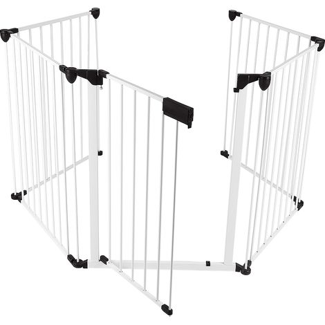 Hofuton Barrière de Sécurité pour Enfant/Animaux 310 x 75 CM 5 Panneaux Protection Cheminée Utilisation Murale ou Autoportante Blanc (1/5)
