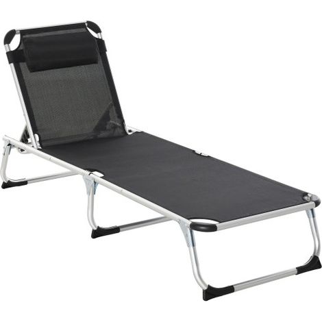 Sonnenliege Gartenliege 5-fach verstellbar faltbar ergonomisch mit Netzstoff Schwarz 170 x 60 x 76 cm für entspannte Stunden im Freien