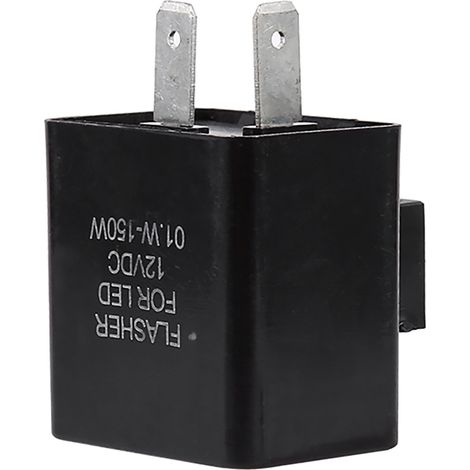 Relais clignotant 12V 2 broches noir pour moto, clignoteur LED indicateur de direction, signal de clignotement universel (1/5)
