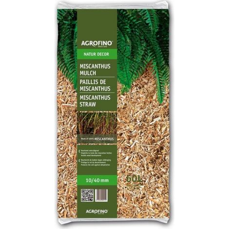 Paillis de miscanthus 60L – Limite les mauvaises herbes – Conserve l'humidité – Finition esthétique pour parterres et jardinières