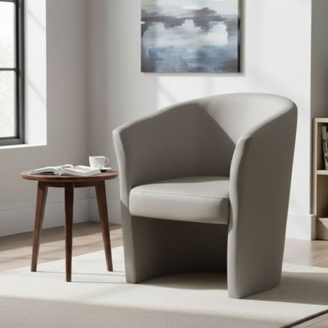 Dmora – Fauteuil relax simili cuir gris – Accoudoirs rembourrés – Dimensions 64x63x76 cm – Confort optimal pour salon et bureau