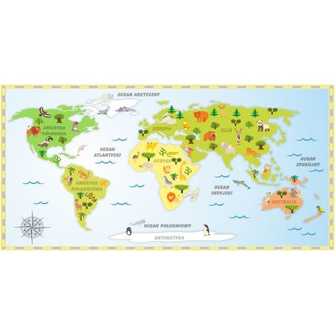 Adesivo decorativo per bambini - Mappa del mondo (1/5)