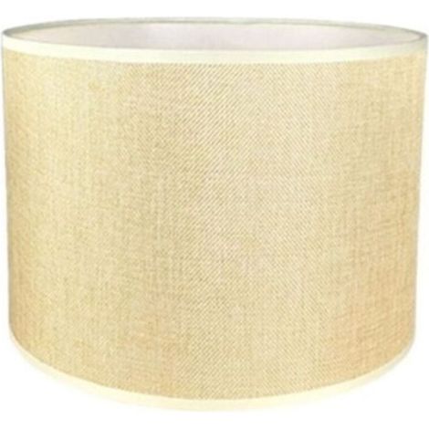 Handgefertigter zylindrischer Lampenschirm aus Leinen für Tisch-, Pendel- und Stehlampen (Beige, Durchmesser 33 cm x Höhe 23 cm)