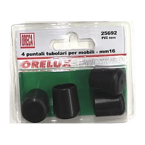 ORECA - 4 PUNTALI TUBOLARI PER MOBILI INPVC NERO 16MM