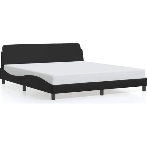 Lit double  Lit adulte  Cadre de lit Dover noir 180x200 cm similicuir