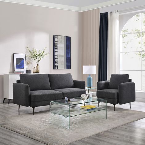 SOFIA MODERN SCANDI STYLE FABRIC LIVING ROOM 1+3 SEATER SOFA SET (1/5)