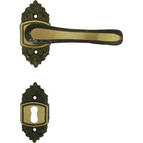 MANIGLIA OTTONE GIGLIO CON BOCCHETTA- 4,0 pz