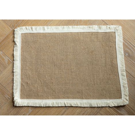 Platzsets, Vintage-Platzsets im Landhausstil mit Pompons, rechteckige Platzsets, wärmeisolierende rechteckige Platzsets, 4er-Set Platzsets, rustikale Platzsets, hitzebeständig, Platzsets im Landhausst