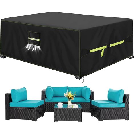 Housses pour Mobilier de Jardin, 420D Oxford Tissu Housse Salon de Jardin Exterieur 300x200x90cm Bache De Protection avec Grilles D’aération imperméable, Coupe-Vent, Anti-UV, Indéchirable (1/5)