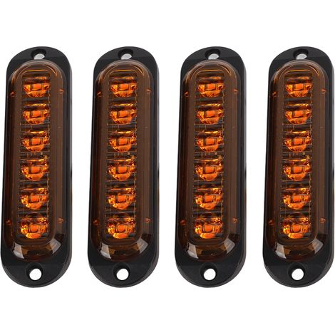 Pack 4 Feux Latéraux Camion Haute Luminosité 90LM IP65 Étanche 6 LED Lampe Urgence 12-24V Jaune Signalisation (1/5)
