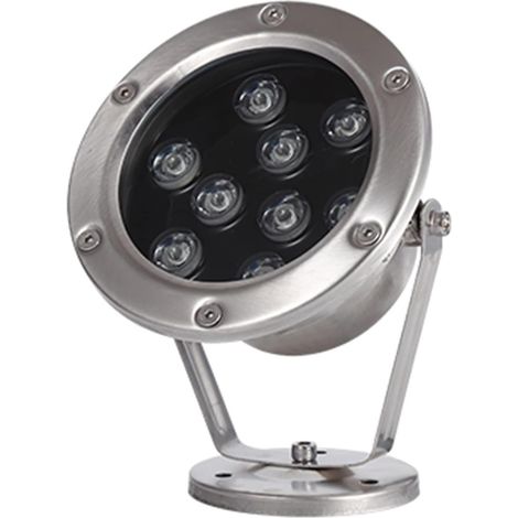 Lumières LED Submersible IP68 Étanche Piscine Spot Lumière 24V LED Projecteur Sous-Marin Plein Acier Inoxydable Couleur Paysage Éclairage (Lumière jaune,9W)