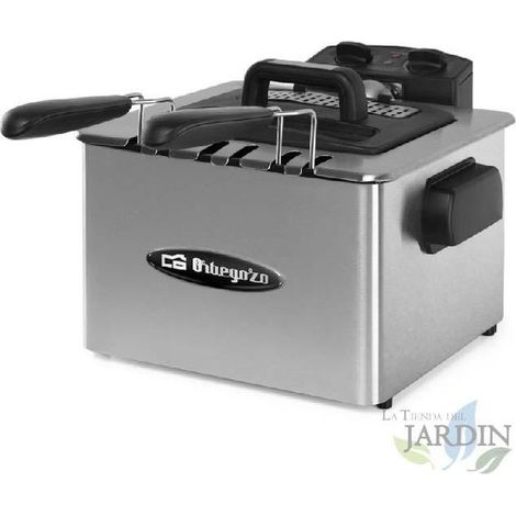 Friggitrice in acciaio INOX Orbegozo. Capacità 4,5 litri. Termostato regolabile. Potenza 2180 Watt