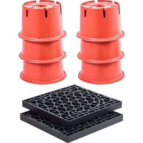 VEVOR Blocchi di Livellamento per Rimorchio 6 Pezzi Cuscinetti 2 Pezzi, 411 x 411 x 36 mm, Altezza 203,2 mm, Capacita 0,9 T, Supporto Rimorchio per Camper Quinta Ruota , Sgabello Roulotte