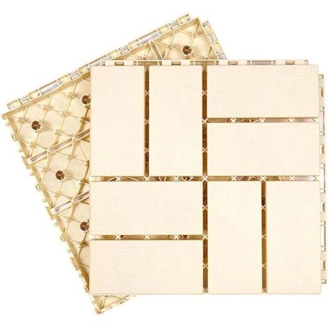 Terrasse carrée en Bois-Plastique, tuiles Composites emboîtables, terrasse extérieure, toits, Jardins, patios, parquet à Pose Automatique(Bianco,3030cm 1pcs)