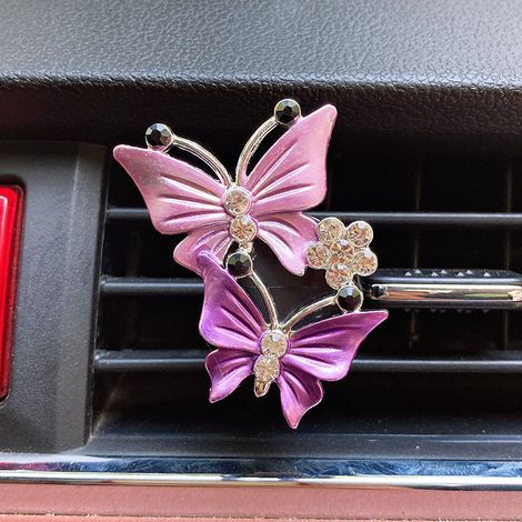 2 pc double papillon sortie d'air de voiture diffuseur d'arôme clip pour parfum intérieur de voiture papillon décoration de voiture voiture autres accessoires rose (1/3)