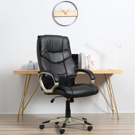 Sedia ufficio girevole regolabile con braccioli OKMYHOME (1/3)