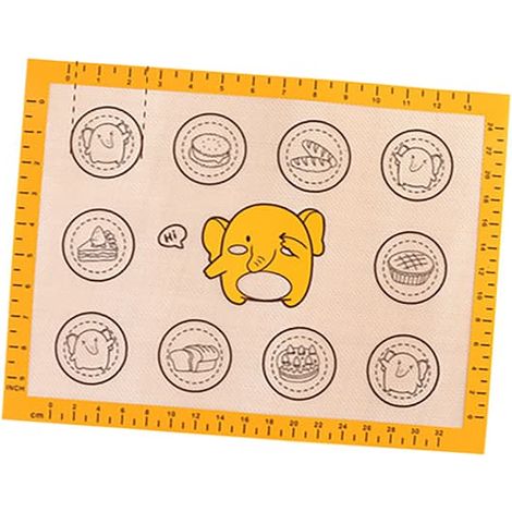Tapis de cuisson antidérapant en silicone et fibre de verre, motif éléphant adorable, pour pétrir et étaler la pâte (1 pièce) (1/3)