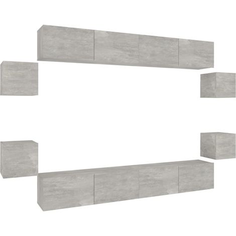 Maison Exclusive - 8-tlg. TV-Schrank-Set Betongrau Holzwerkstoff