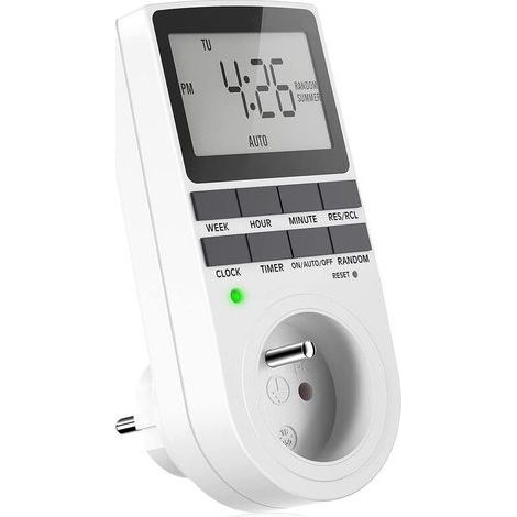 Prise Programmable Digitale, Minuterie Numérique Hebdomadaire avec Ecran LCD, Minuterie Prise Electrique 12H/24H/7Jours, Économie d'Energie Pour L'électroménagers (1 Pack) (1/5)