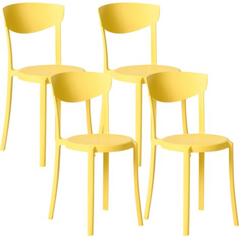 Conjunto de 4 sillas de comedor de polipropileno ligero resistente amarillo Vieste