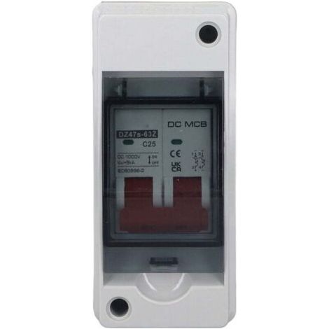 Disjoncteur DC Miniature 2P pour Système Photovoltaïque, Interrupteur Sectionneur IP65 Étanche DC1000V 25A (1/4)